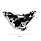 Women Plush Fur Crossbody Bag Winter Leopard Cow Printing Messenger Bag