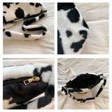 Leopard Fur Crossbody Bag Zipper Large Capacity Soft Plush Autumn Travel