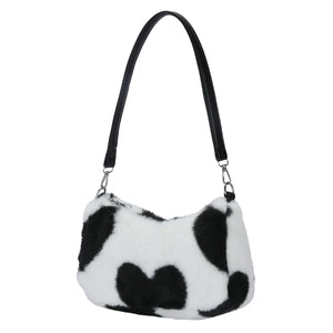 Women Plush Love Handbags Autumn/Winter Shoulder Bags Geometric Pattern Bags