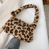 Plush Money Purse Retro Animal Pattern Handbag Plush Shoulder Bag