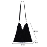 Women Plush Shopping Bags Heart Print Shoulder Bag