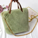 Women Plush Shoulder Bag Soft Faux Fur Ladies Chain Messenger Bags
