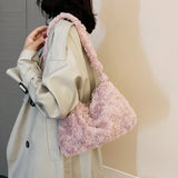 Women Plush Shoulder Bag Fluffy Warm Autumn Winter Tote Bag