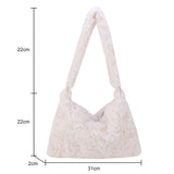 Women Plush Shoulder Bag Fluffy Warm Autumn Winter Tote Bag