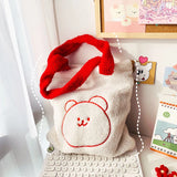 Fluffy Fur Bear Shoulder Tote Bag Soft Shop Handbags