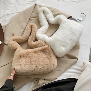 Soft Plush Shoulder Bag Autumn Winter Fluffy Tote Handbag