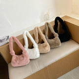 Women Plush Soft Handbag Solid Shoulder Underarm Bag