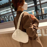 Women Plush Shoulder Bag Winter Warm Shopping Bags