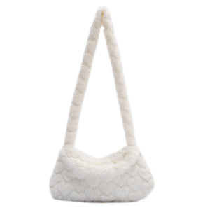 Women Plush Solid Shoulder Bag Female Winter Warm Shopping Bags
