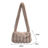 Women Plush Solid Shoulder Bag Female Winter Warm Shopping Bags
