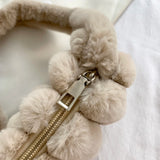 Women Plush Solid Shoulder Bag Female Winter Warm Shopping Bags