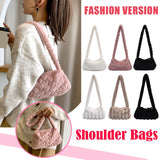Women Plush Solid Shoulder Bag Female Winter Warm Shopping Bags