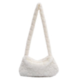 Women Plush Solid Shoulder Bag Female Winter Warm Shopping Bags