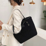 Women Plush Tote Bag Winter Warm Faux Lamb Wool Ladies Shoulder Bag