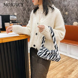 Plush Leopard Underarm Bag Mini Tote Bags Purse