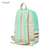 Women Polka Dots Canvas Laptop Backpack Floral Patchwork Rucksack