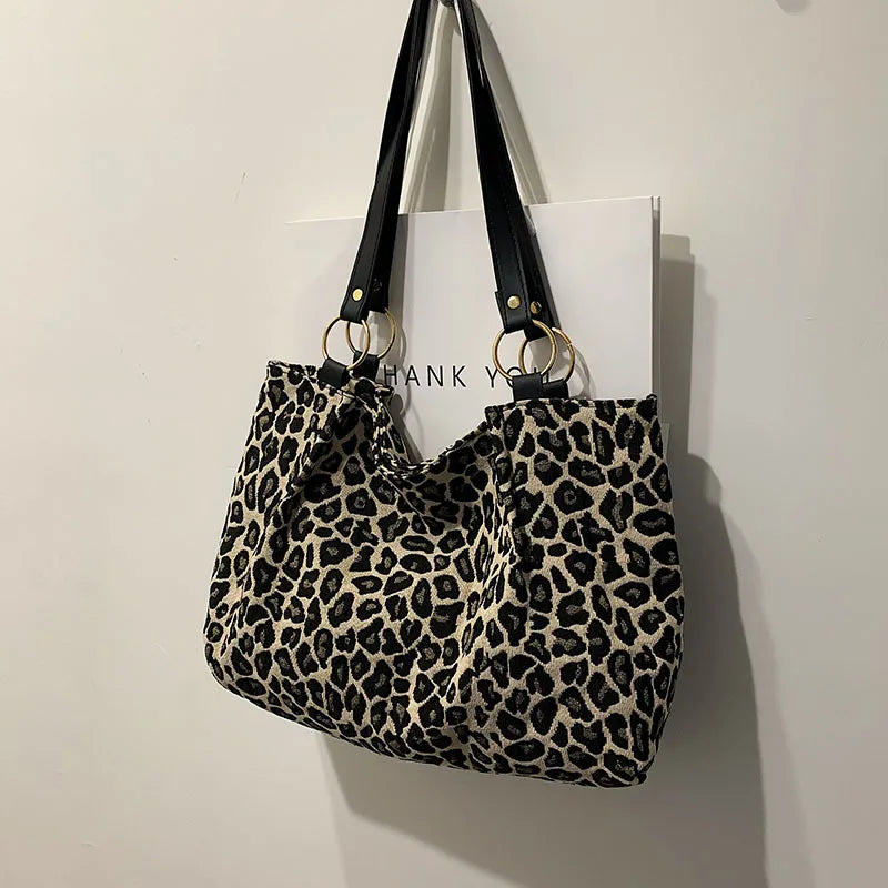 Leopard Shoulder Bag Tote Canvas Bag