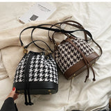 Plaid Wool Handbags Tweed Shoulder Bags Houndstooth Bags