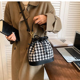 Plaid Wool Handbags Tweed Shoulder Bags Houndstooth Bags