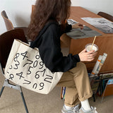 Women Print Canvas Shoulder Bag Large Capacity Stylish Totes