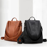 Women Pu Leather Backpack College Preppy School Bag For Student Laptop Girls Lad