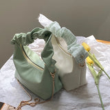 Women Pu Leather Bag Plaid Fold Wrist Bag