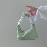 Women Pu Leather Bag Plaid Fold Wrist Bag