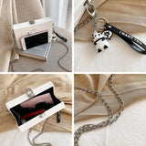 Small Box Shape Animal Pattern Shoulder Bag