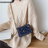 Women Pu Leather Shoulder Bag Small Box Shape Handbags Starry Sky Pattern
