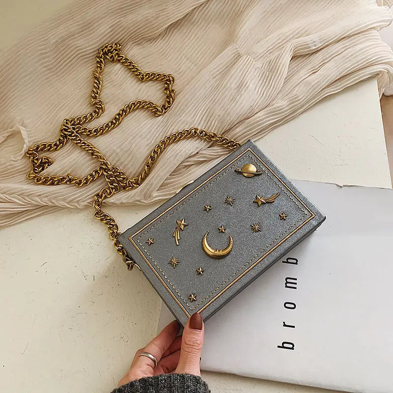 Women Pu Leather Shoulder Bag Small Box Shape Handbags Starry Sky Pattern