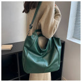 Women Pu Leather Shoulder Messenger Bag Female Large Capacity Crossbody Bucket B