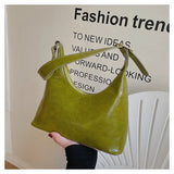 Vintage PU Leather Shoulder Bag - Lady Zipper Tote Ins Armpit Bag for Girl