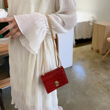 Women Mini Chain Shoulder Bag PU Leather Small Square Crossbody Bag