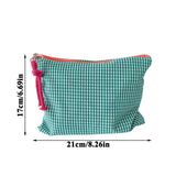 Women Purse Makeup Bag Clutch Organizer Plaid Cosmetic Pouch