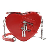 Red Heart Shape Shoulder Bag Women Chain Crossbody Bag