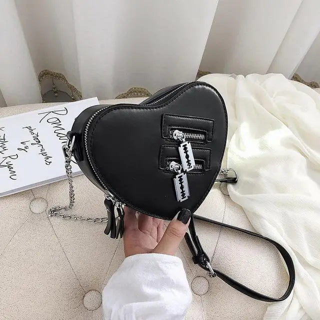 Red Heart Shape Shoulder Bag Women Chain Crossbody Bag