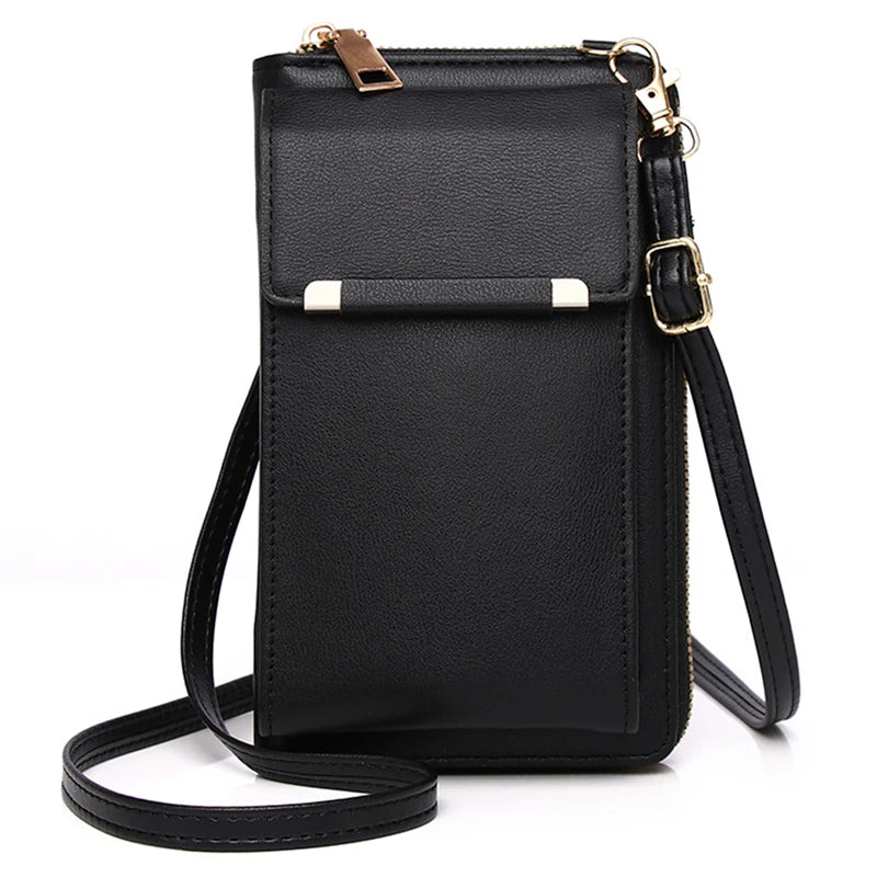 Leather Women's Shoulder Bag with Card Holders