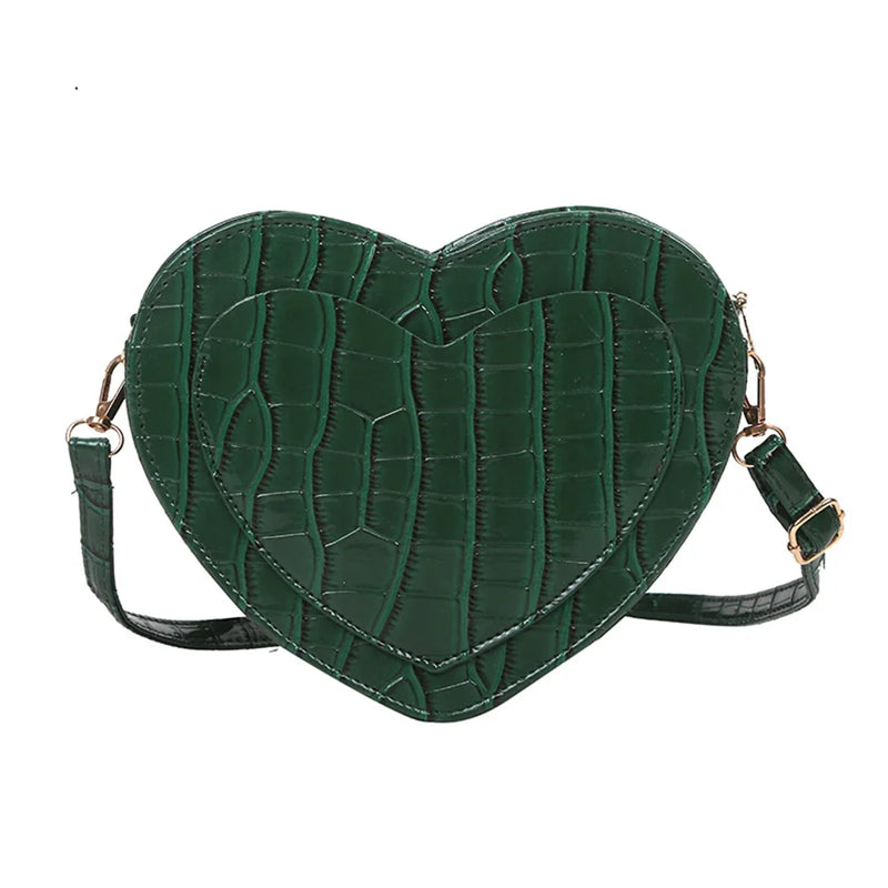 Red Love Heart Shape Shoulder Bag Women Chain Crossbody Bag