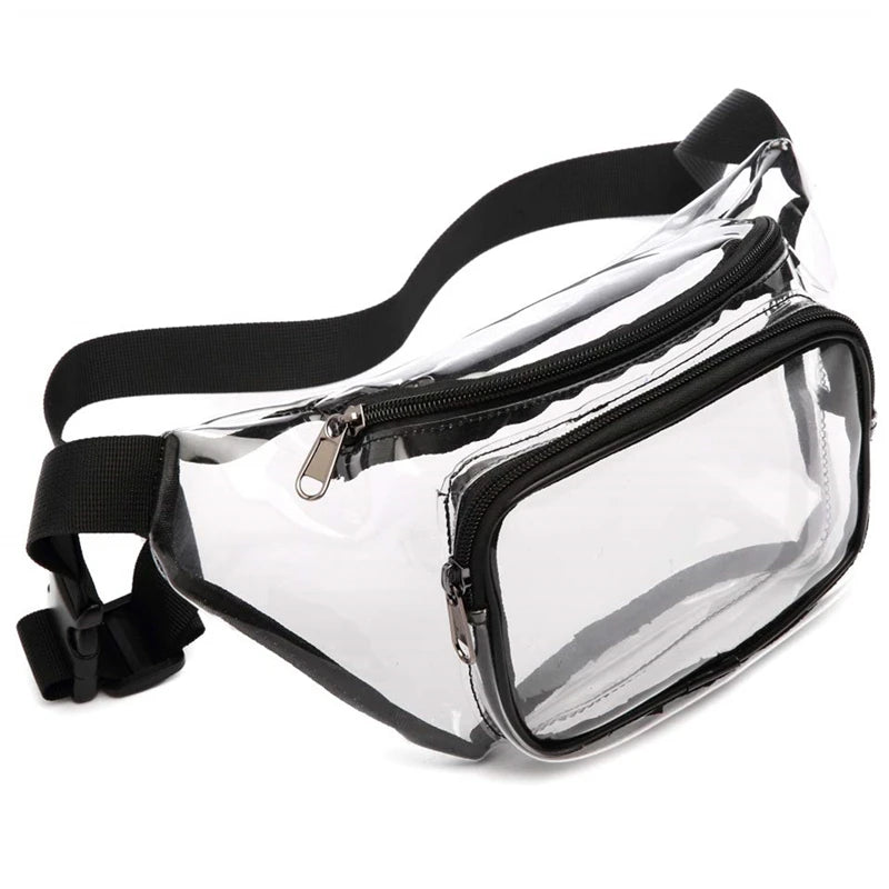Women PVC Waist Fanny Pack Belt Bag Clear Transparent Chest Pouch Bag