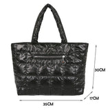 Women Lattice Pattern Nylon Shoulder Bag Large Tote Bag