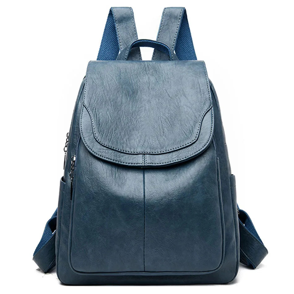 Women Leather Backpacks for Girls Daypack Vintage School Bags Rucksack
