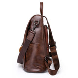 Women Leather Backpacks for Girls Vintage School Bags Mochila Rucksack