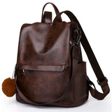 Women Leather Backpacks for Girls Vintage School Bags Mochila Rucksack