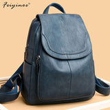 Women Leather Backpacks for Girls Daypack Vintage School Bags Rucksack
