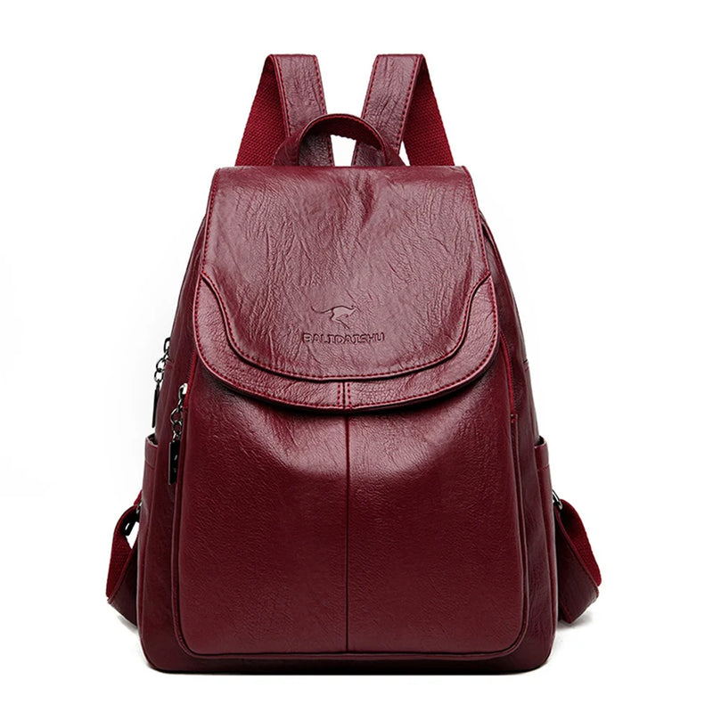 Women Leather Backpacks for Girls Daypack Vintage School Bags Rucksack