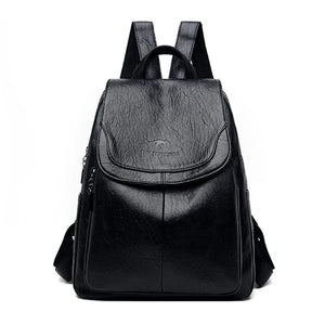 Women Leather Backpacks for Girls Sac A Dos Casual Daypack Vintage Bag