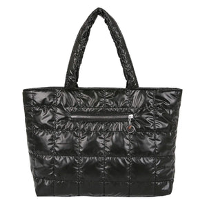 Vintage Quilted Shoulder Bag Solid Nylon Tote Handbag