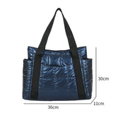 Women Quilted Lattice Shoulder Nylon Bag Solid Large Tote Handbags