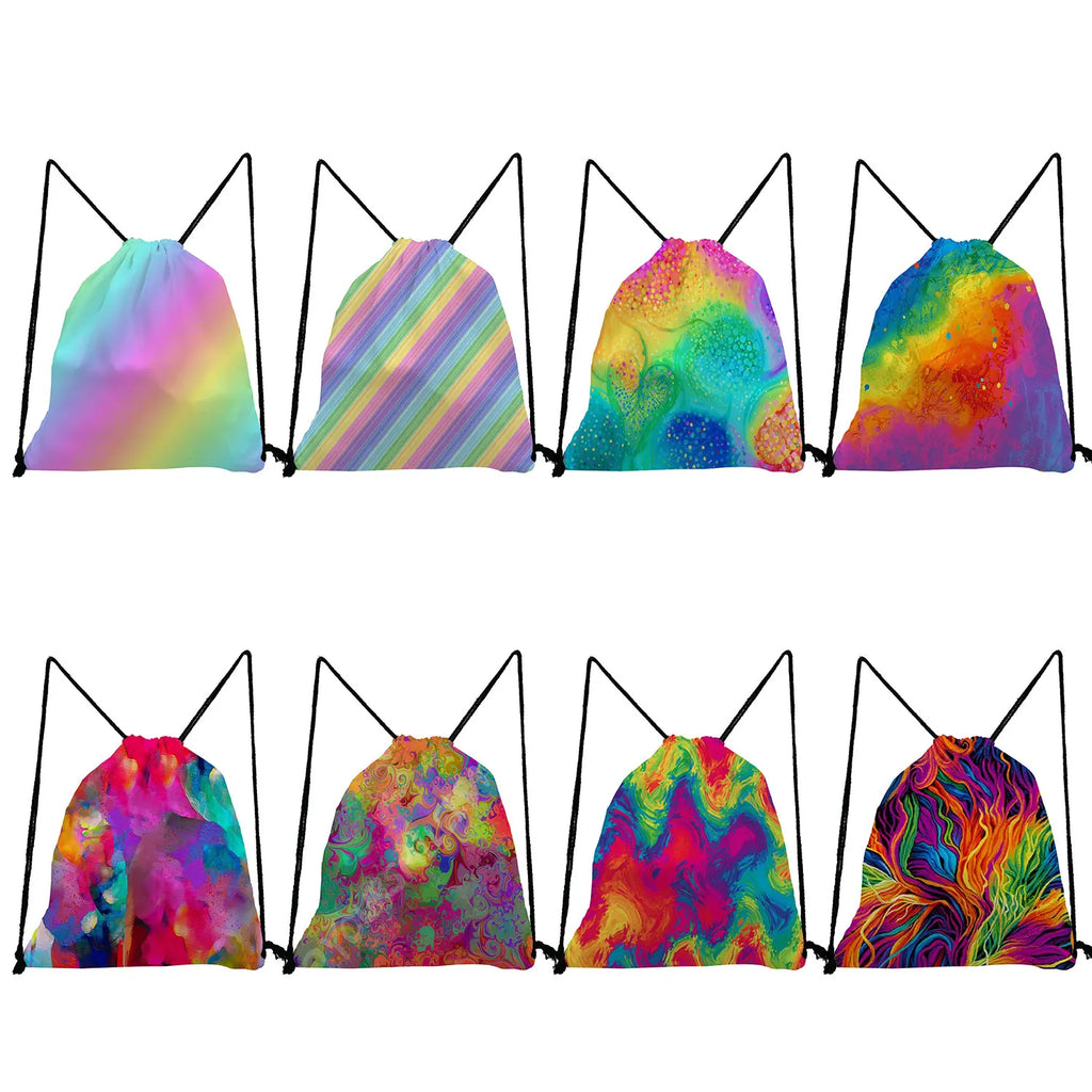 Rainbow Colors Art Creativity Drawstring Backpacks For Students