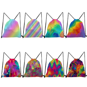 Rainbow Colors Art Creativity Drawstring Backpacks For Students